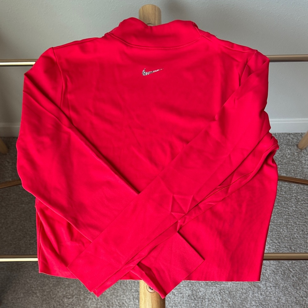 Nike Yoga Red Long Sleeve Performance Top with Back Swoosh - Medium
